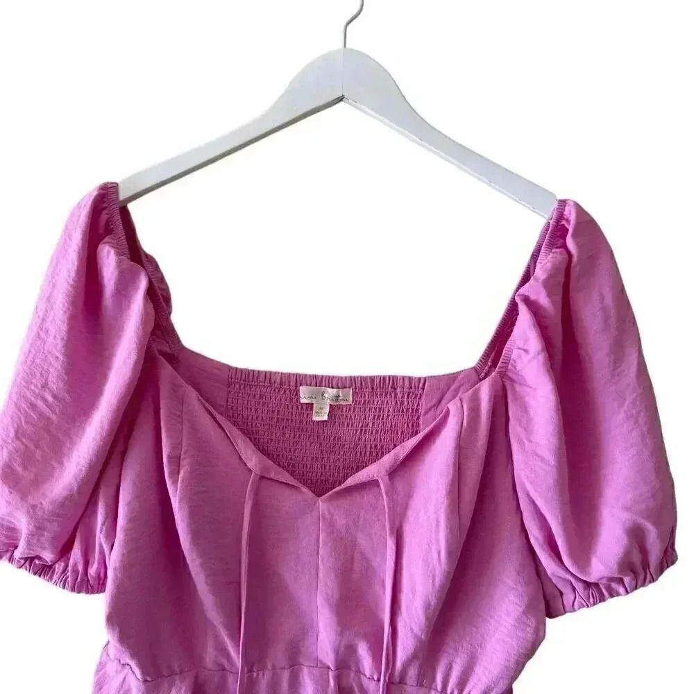 Nine Britton Rosette Ruffle Hem Puff Sleeve Women’s Blouse Peplum SZ M # 1898 - Picture 2 of 11
